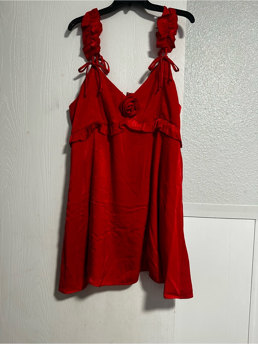 Wild Fable Red Ruffled Strap Satin Dress